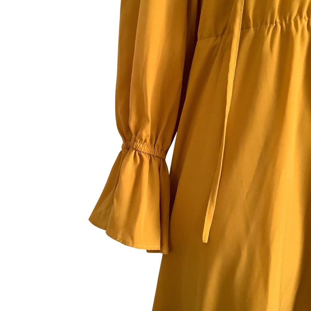 Eloquii Mustard Yellow Ruffle Lace Up High Low Maxi Dress Womens Size 14 Boho - Picture 5 of 16